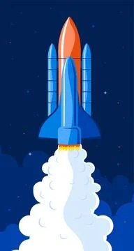 Missile launch, missile in sky vector illustration Stock Illustration
