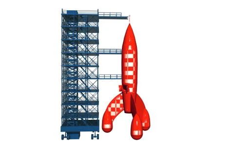 Missile launch pad just before takeoff Stock Illustration