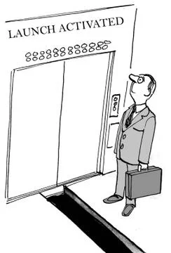 Missile launch set to go through elevator Stock Illustration