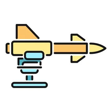 Missile on a launch system, depicting war and defense technology Illustrazione stock