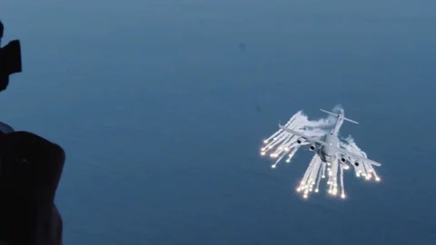 Missile launch from US Air Force aircraft Stock Footage 102262909