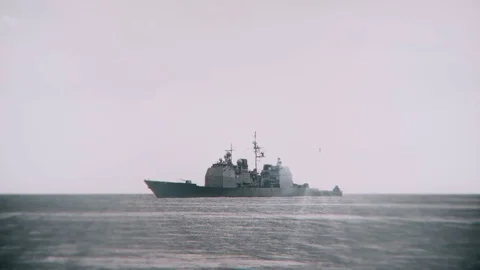 Missile launched from a navy vessel. Stock Footage