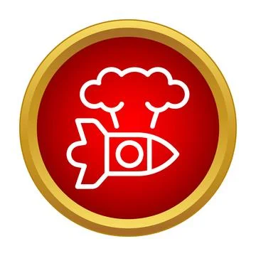 Missile launching with smoke explosion icon button Stock Illustration