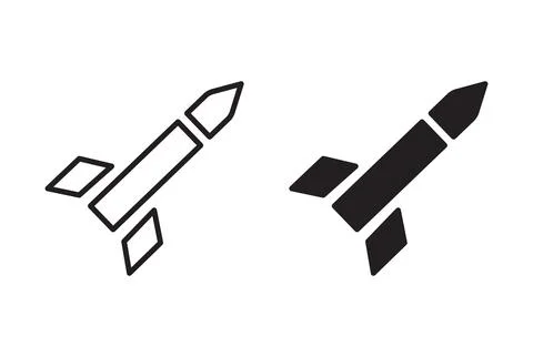 Missile linear thin line icon graphics. Missile vector set use for web ui o.. Stock Illustration