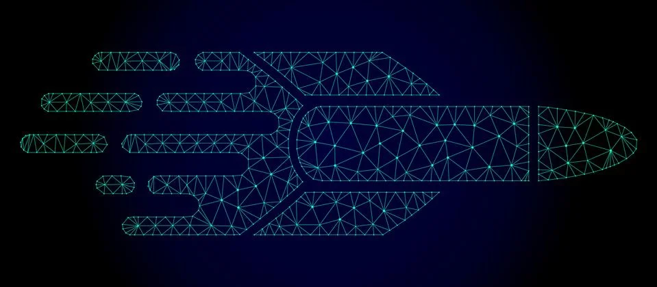 Missile Polygonal Frame Vector Mesh with Fast Motion Effect Stock Illustration