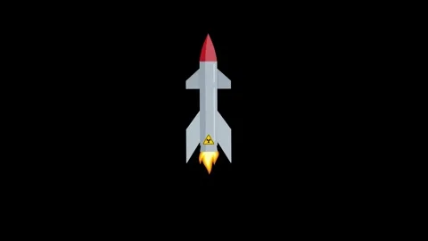 Missile rocket nuclear bomb animated flying missile attack isolated green. .. Stock Footage 331051892