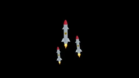 Missile rocket nuclear bomb animated flying missile attack isolated green. .. Stock Footage 331051894