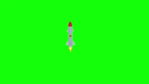 Missile rocket nuclear bomb animated flying missile attack isolated green. .. Stock Footage 331051896