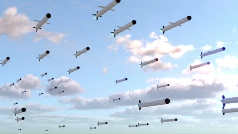 Missile rockets attack war bg Stock Footage 331519456