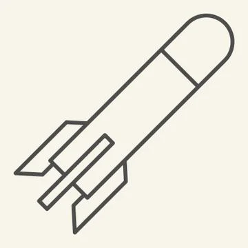 Missile thin line icon. Rocket vector illustration isolated on white. Launch Stock Illustration