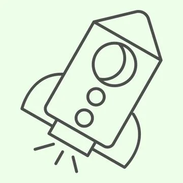 Missile thin line icon. Rocket attack flight with flame outline style pictogram Stock Illustration