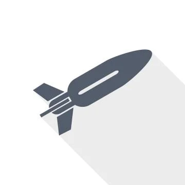 Missile vector icon, rocket, weapon, war concept flat design illustration in  Stock Illustration