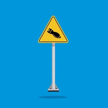 Missile warning with yellow triangle board Stock Illustration