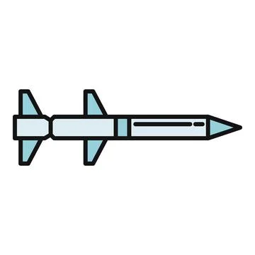 Missile weapon rocket projectile flat line icon Stock Illustration