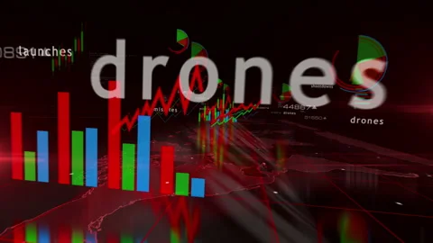 Missiles drones charts and graphs 3d diagram Stock Footage 335175242