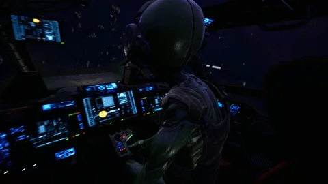 Missiles Explode Enemy Fleet in Epic Space Battle Video stock 111076125