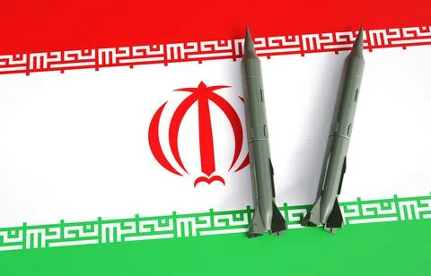The missiles on a Iran flag Stock Illustration