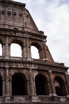 Missing arches of the huge Coliseum in Rome Stock Photos
