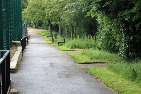 Missing benches in a park Stock Photos