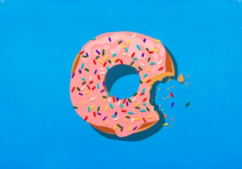 Missing bite from donut with sprinkles Stock Illustration