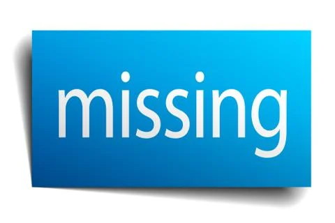 Missing blue paper sign on white background Stock Illustration