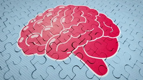 Missing Brain Puzzle Piece Falling Into Place 3D Render Animation Stock Footage 344094106