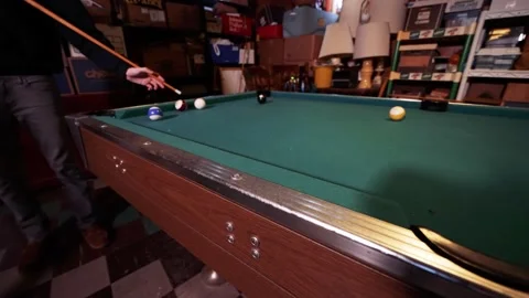 Missing the corner pocket in a game breaking 8 ball shot. Stock Footage 170379844