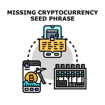 Missing cryptocurrency seed phrase for crypto wallet recovery Stock Illustration