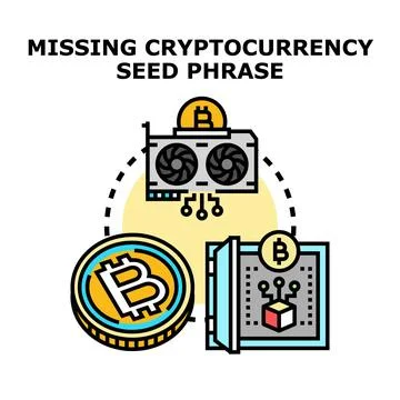 Missing cryptocurrency seed phrase for digital asset access Иллюстрация