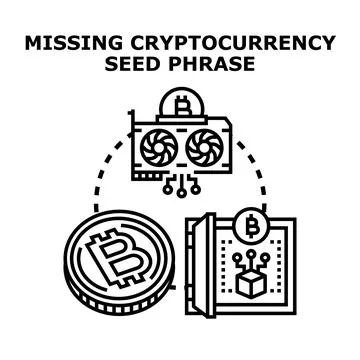 Missing cryptocurrency seed phrase for digital asset access Иллюстрация