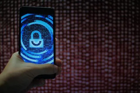 Missing data. multiple layer of information on mobile screen some missing fro Stock Illustration