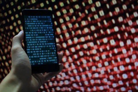 Missing data. multiple layer of information on mobile screen some missing fro Illustrazione stock