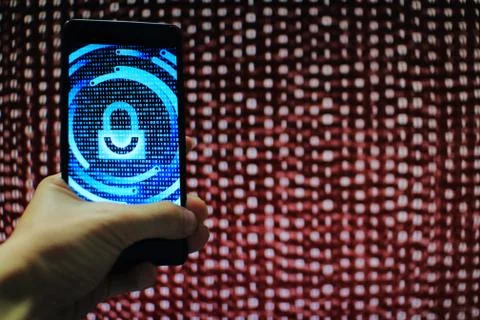 Missing data. multiple layer of information on mobile screen some missing fro Stock Photos