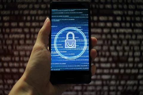 Missing data. multiple layer of information on mobile screen some missing fro Stock Photos