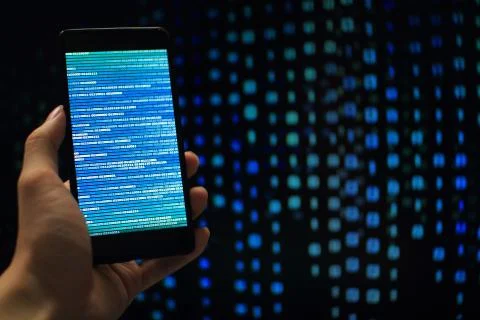 Missing data. multiple layer of information on mobile screen some missing fro Stock Photos