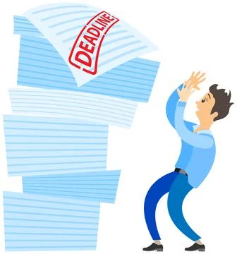 Missing deadline, bad time management. Work in high stress conditions and under Stock Illustration