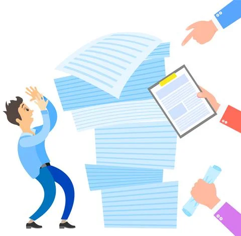 Missing deadline, bad time management. Work in high stress conditions and under Illustrazione stock