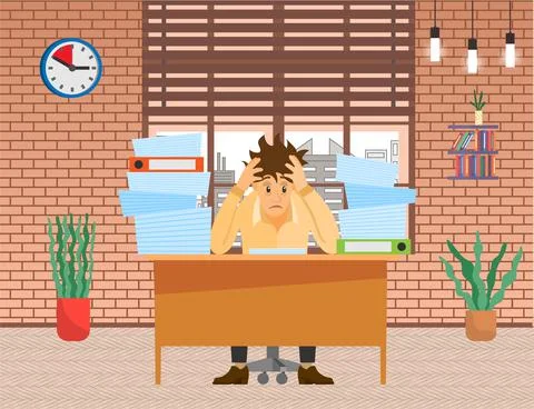 Missing deadline, bad time management. Work in high stress conditions and under Illustrazione stock