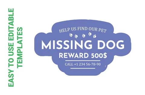 Missing dog, help to find pet sticker concept Stock Illustration