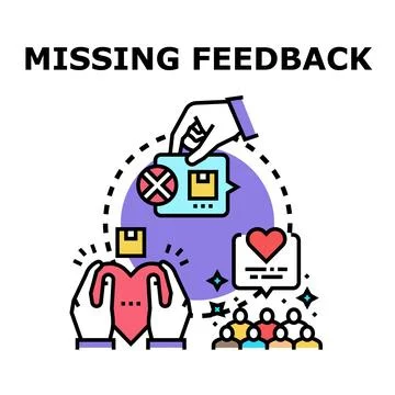 Missing feedback concept receiving negative evaluation Stock Illustration