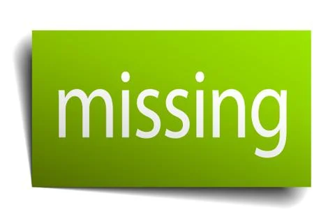 Missing green paper sign isolated on white Stock Illustration