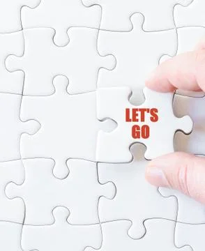 Missing jigsaw puzzle piece with text Stock Photos