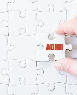 Missing jigsaw puzzle piece with word  ADHD Stock Illustration