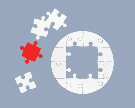 The missing link. Connecting the jigsaw pieces to form the whole picture. Stock Photos