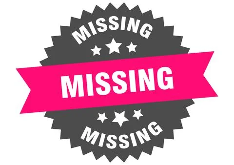 Missing. missing round pink label isolated on transparent background Stock Illustration