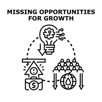 Missing opportunities for growth and declining potential Иллюстрация