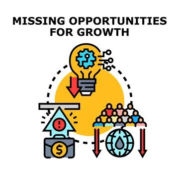 Missing opportunities for growth and declining potential Иллюстрация
