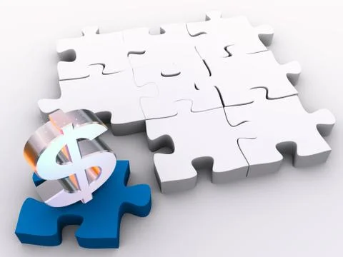 The missing piece is finance in 3d puzzles Stock Illustration