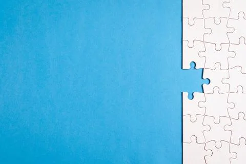Missing piece of white jigsaw puzzle, incomplete task Stock Photos