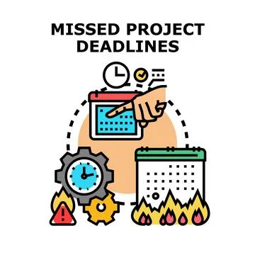 Missing project deadline creating business problem and work stress Stock Illustration